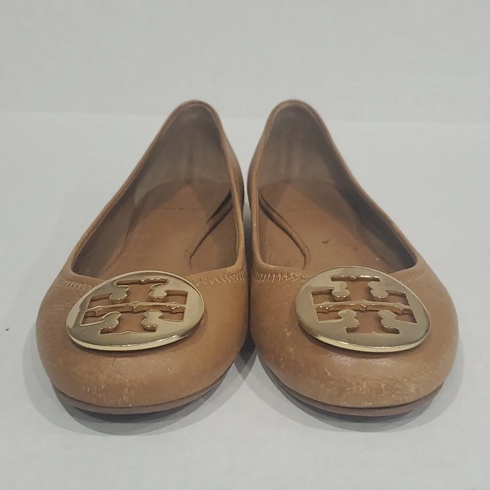 Tory Burch Reva Ballet Flats Royal Tan Tumbled 9M